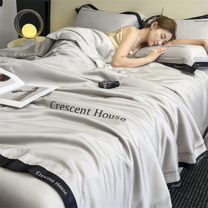 91家纺网 家纺一手货源 找家纺 小久久（小九九） 2025新款水洗冰丝夏被四件套-卡瑞娜系列 卡瑞娜-山灰