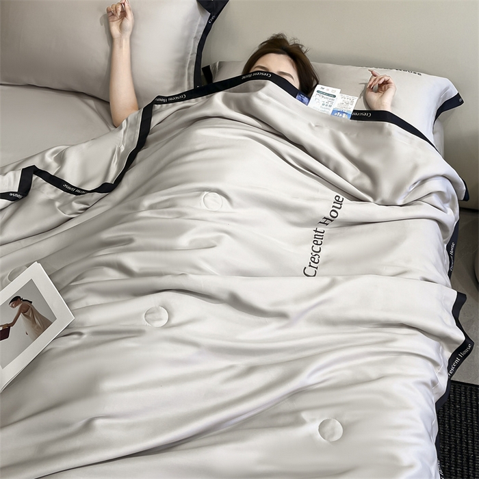 91家纺网 家纺一手货源 找家纺 小久久（小九九） 2025新款水洗冰丝夏被四件套-卡瑞娜系列 卡瑞娜-山灰