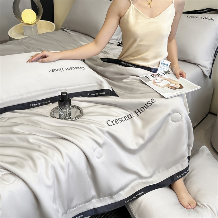 91家纺网 家纺一手货源 找家纺 小久久（小九九） 2025新款水洗冰丝夏被四件套-卡瑞娜系列 卡瑞娜-山灰