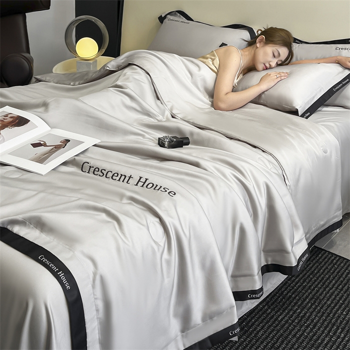 91家纺网 家纺一手货源 找家纺 小久久（小九九） 2025新款水洗冰丝夏被四件套-卡瑞娜系列 卡瑞娜-山灰