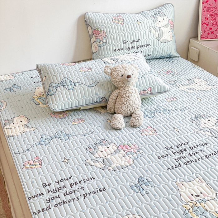 91家纺网 家纺一手货源 找家纺 沐慕 2025新款高克重小清新乳胶凉席-风格二 萌宠礼物