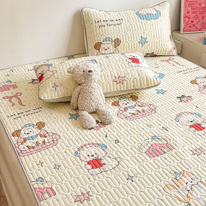 91家纺网 家纺一手货源 找家纺 沐慕 2025新款高克重小清新乳胶凉席-风格二 猫女郎