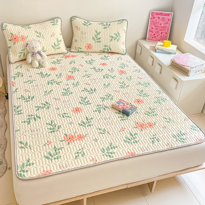 91家纺网 家纺一手货源 找家纺 沐慕 2025新款高克重小清新乳胶凉席-风格二 莫妮卡