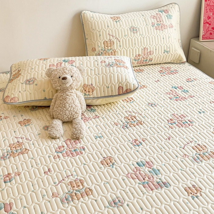 91家纺网 家纺一手货源 找家纺 沐慕 2025新款高克重小清新乳胶凉席-风格二 气球兔兔