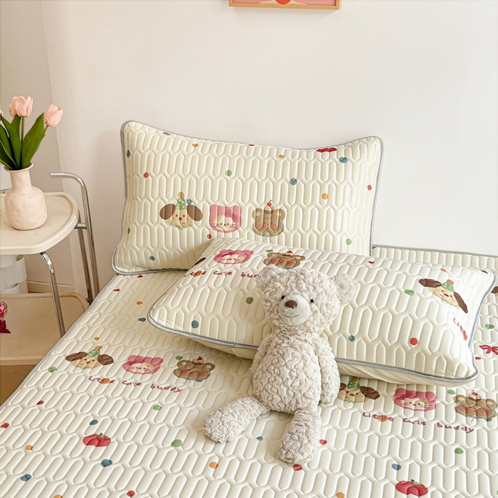 91家纺网 家纺一手货源 找家纺 沐慕 2025新款高克重小清新乳胶凉席-风格二 三小只