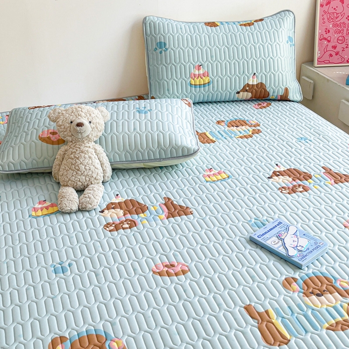 91家纺网 家纺一手货源 找家纺 沐慕 2025新款高克重小清新乳胶凉席-风格二 腊肠狗