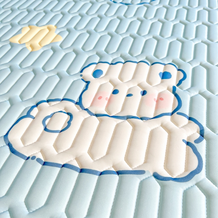 91家纺网 家纺一手货源 找家纺 沐慕 2025新款高克重小清新乳胶凉席-风格二 云朵小熊