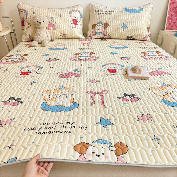 沐慕 2025新款高克重小清新乳胶凉席-风格二 猫女郎