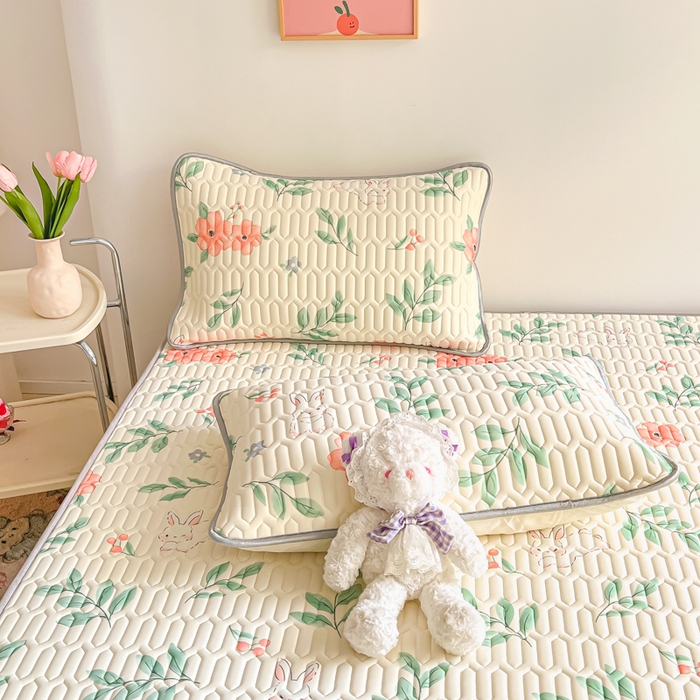 91家纺网 家纺一手货源 找家纺 沐慕 2025新款高克重小清新乳胶凉席-风格二 莫妮卡