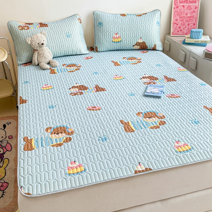 91家纺网 家纺一手货源 找家纺 沐慕 2025新款高克重小清新乳胶凉席-风格二 腊肠狗