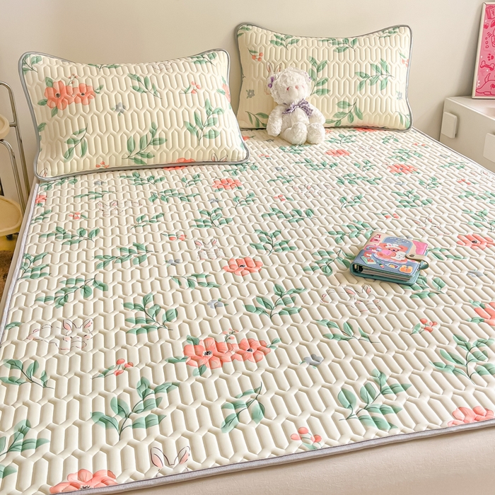 91家纺网 家纺一手货源 找家纺 沐慕 2025新款高克重小清新乳胶凉席-风格二 莫妮卡