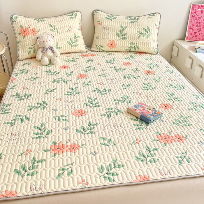 91家纺网 家纺一手货源 找家纺 沐慕 2025新款高克重小清新乳胶凉席-风格二 莫妮卡