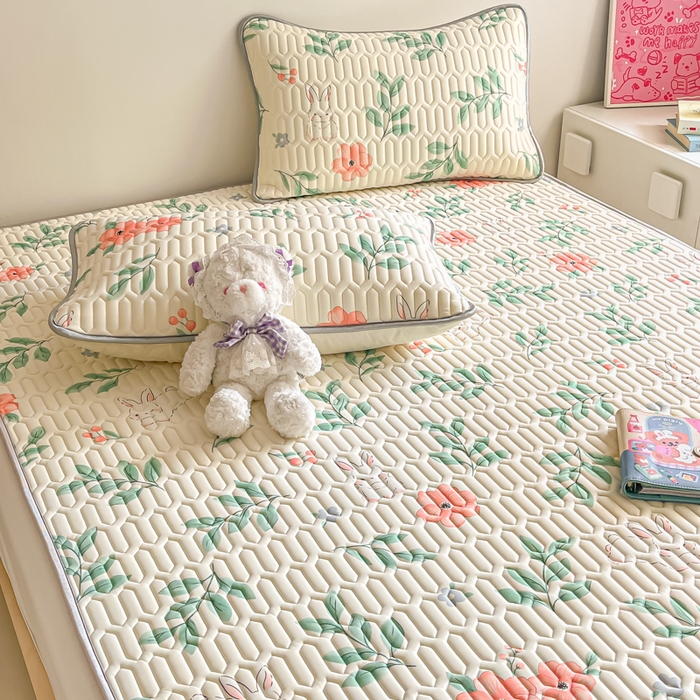 91家纺网 家纺一手货源 找家纺 沐慕 2025新款高克重小清新乳胶凉席-风格二 莫妮卡