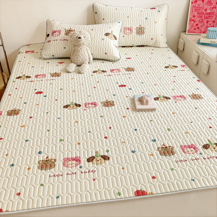 91家纺网 家纺一手货源 找家纺 沐慕 2025新款高克重小清新乳胶凉席-风格二 三小只