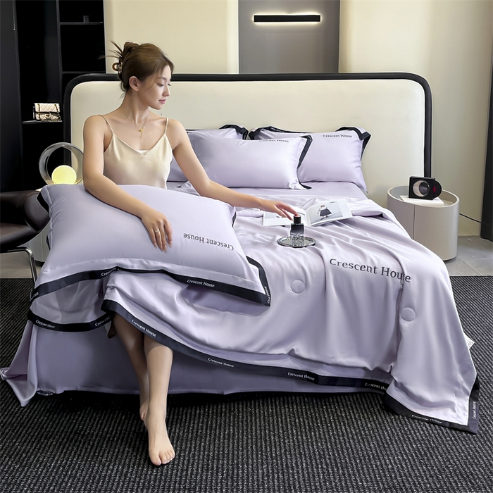 小久久（小九九） 2025新款水洗冰丝夏被四件套-卡瑞娜系列 卡瑞娜-星黛紫