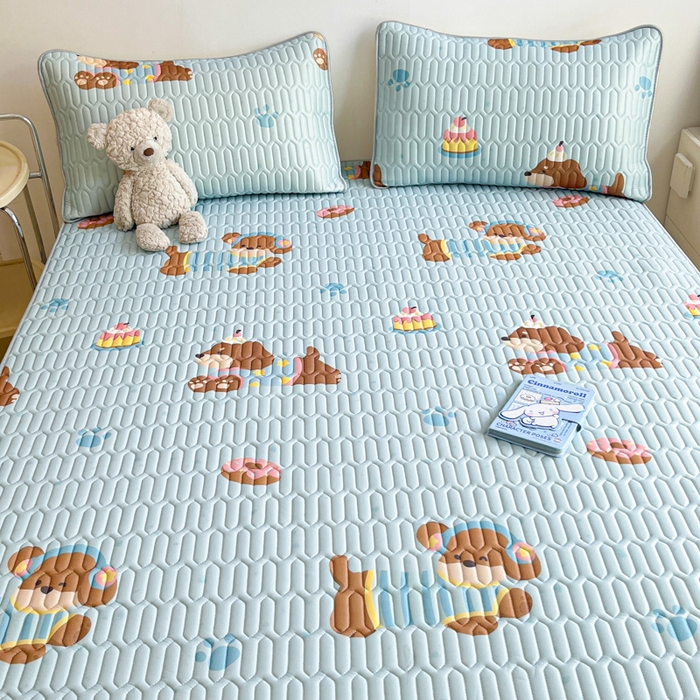 91家纺网 家纺一手货源 找家纺 沐慕 2025新款高克重小清新乳胶凉席-风格二 腊肠狗