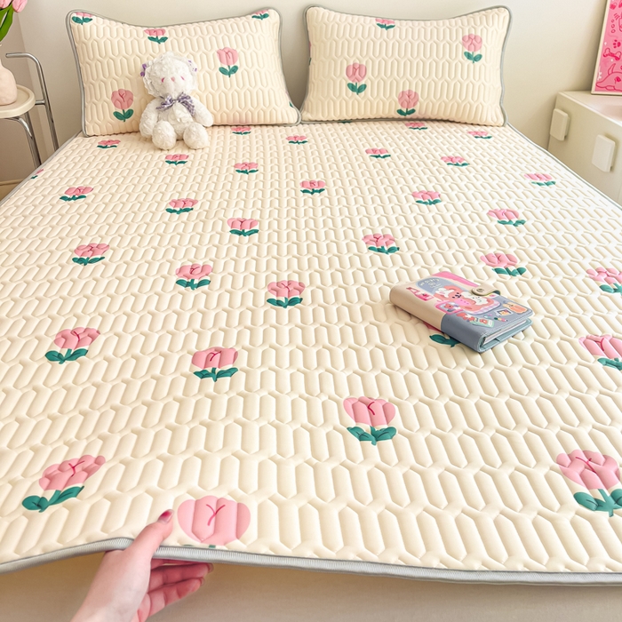 91家纺网 家纺一手货源 找家纺 （总）沐慕 2025新款高克重小清新乳胶凉席-风格二