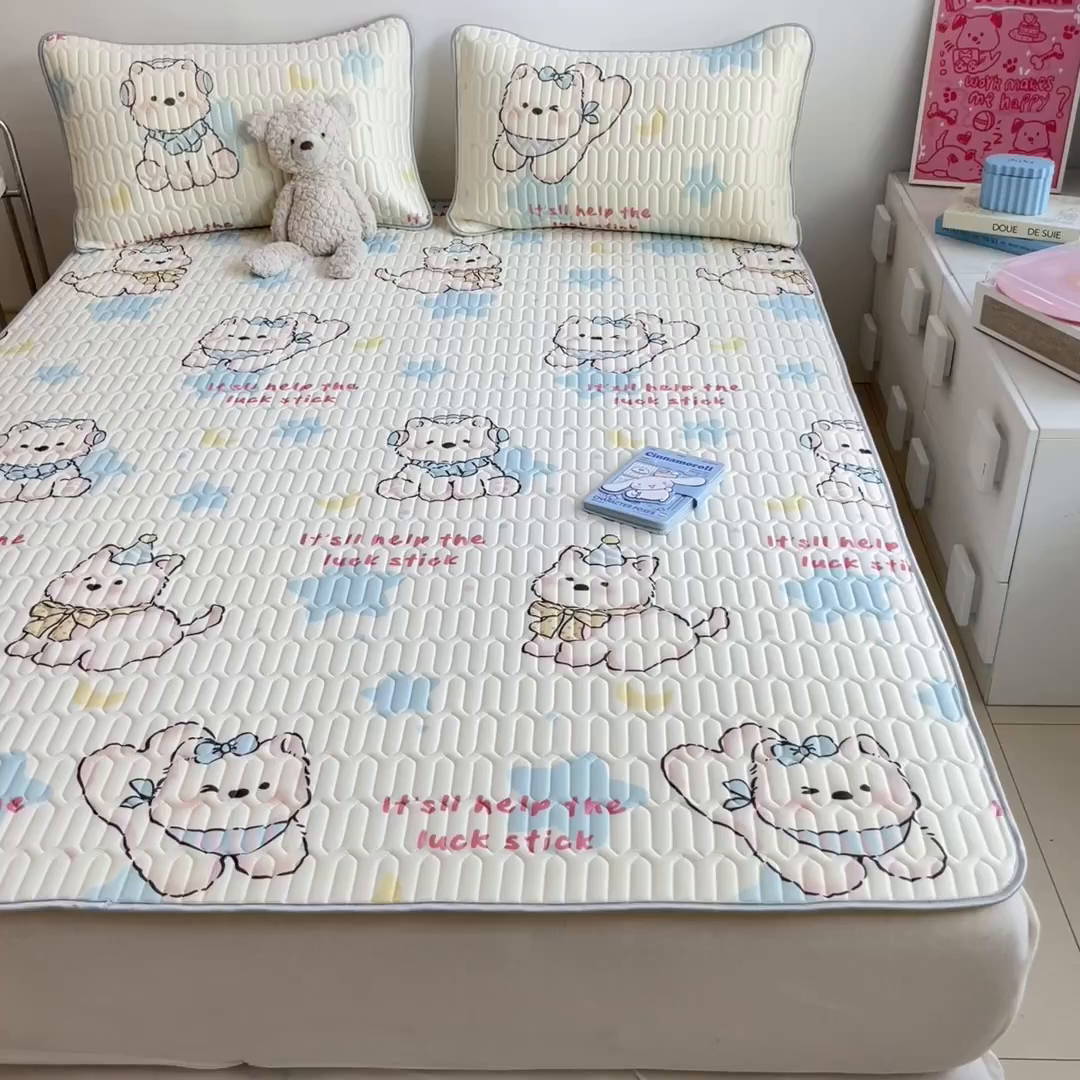 91家纺网 家纺一手货源 找家纺 （总）沐慕 2025新款高克重小清新乳胶凉席-风格二