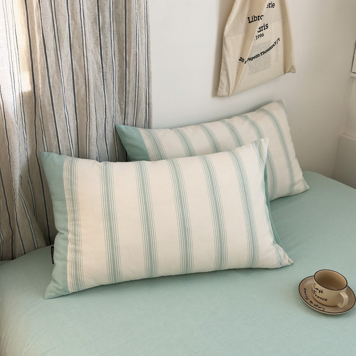 91家纺网 家纺一手货源 找家纺 娜娜 2025新款A类全棉色织水洗棉四件套 罗马系列-条纹蓝