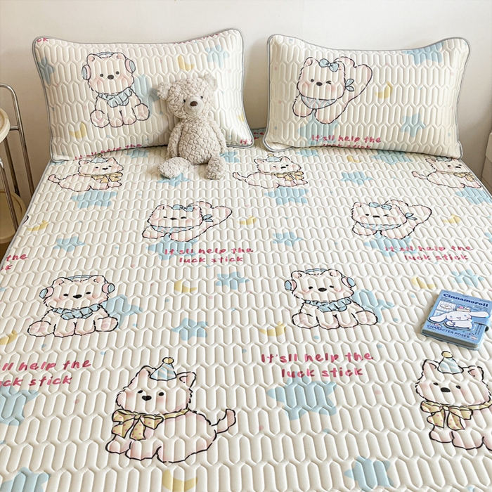 91家纺网 家纺一手货源 找家纺 沐慕 2025新款高克重小清新乳胶凉席-风格二 可爱粉猪