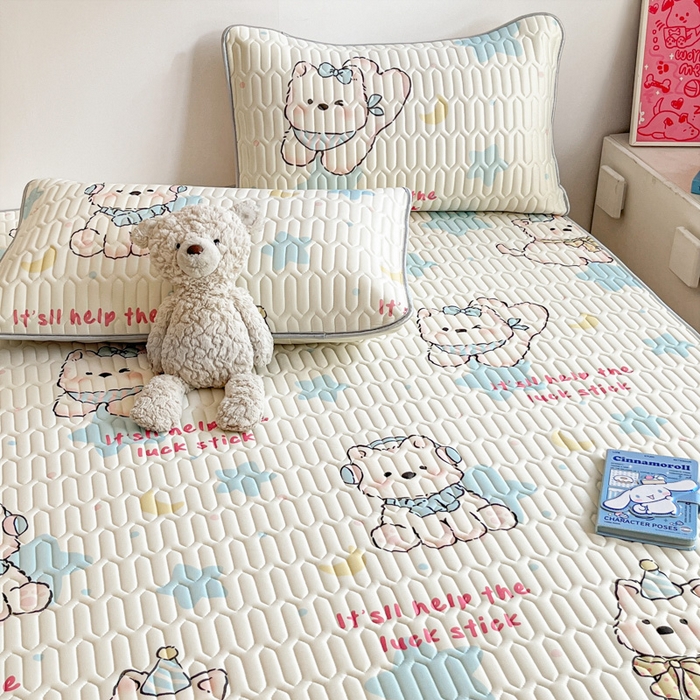 91家纺网 家纺一手货源 找家纺 沐慕 2025新款高克重小清新乳胶凉席-风格二 可爱粉猪