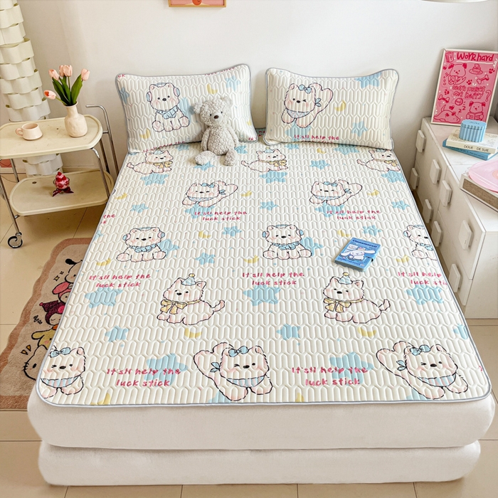 91家纺网 家纺一手货源 找家纺 沐慕 2025新款高克重小清新乳胶凉席-风格二 可爱粉猪