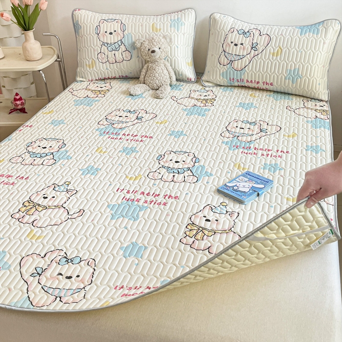 91家纺网 家纺一手货源 找家纺 沐慕 2025新款高克重小清新乳胶凉席-风格二 可爱粉猪