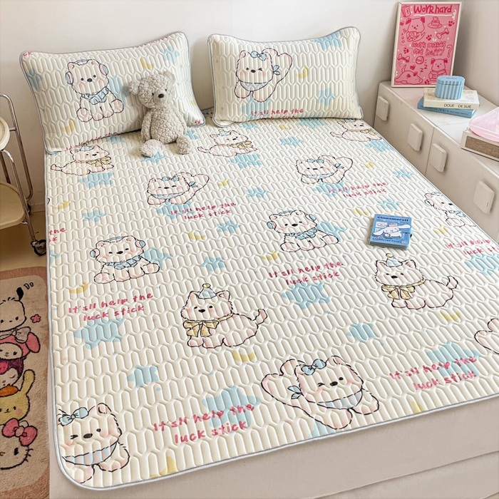 91家纺网 家纺一手货源 找家纺 沐慕 2025新款高克重小清新乳胶凉席-风格二 可爱粉猪