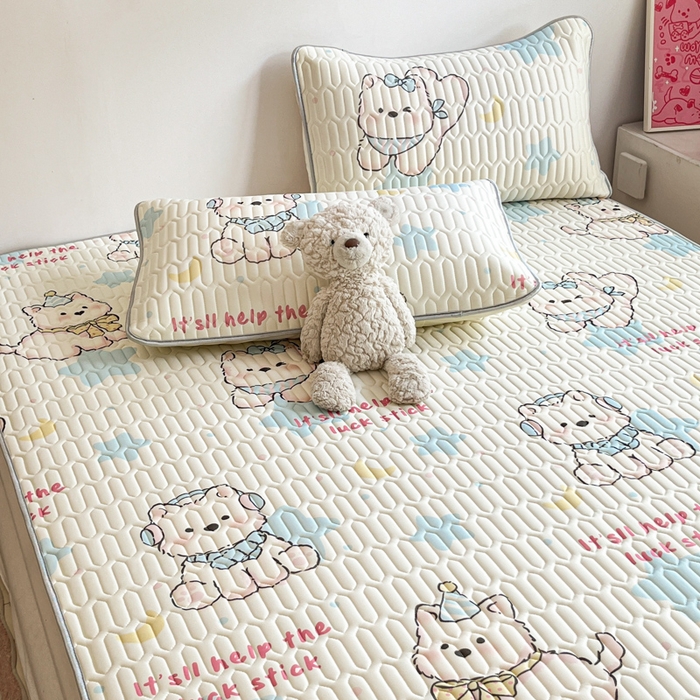 91家纺网 家纺一手货源 找家纺 沐慕 2025新款高克重小清新乳胶凉席-风格二 可爱粉猪