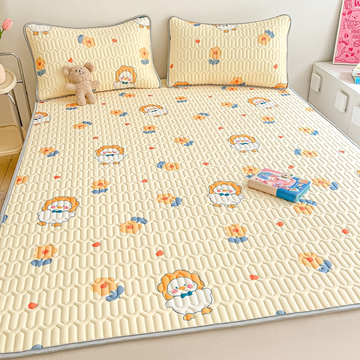 91家纺网 家纺一手货源 找家纺 沐慕 2025新款高克重小清新乳胶凉席-风格二 萌萌鸭