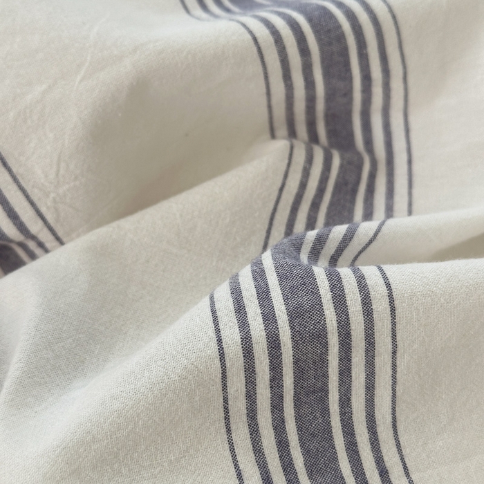 91家纺网 家纺一手货源 找家纺 娜娜 2025新款A类全棉色织水洗棉四件套 罗马系列-深蓝