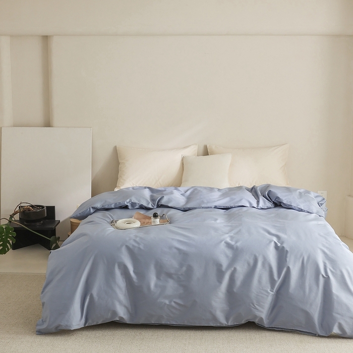 91家纺网 家纺一手货源 找家纺 棉眠 2025新款长绒棉纯色单品系列-单被套 灰蓝