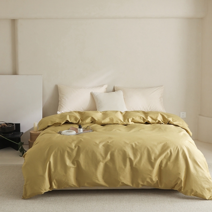 91家纺网 家纺一手货源 找家纺 棉眠 2025新款长绒棉纯色单品系列-单被套 芥末黄