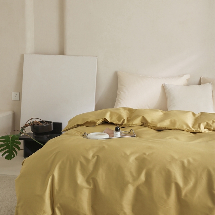 91家纺网 家纺一手货源 找家纺 棉眠 2025新款长绒棉纯色单品系列-单被套 芥末黄