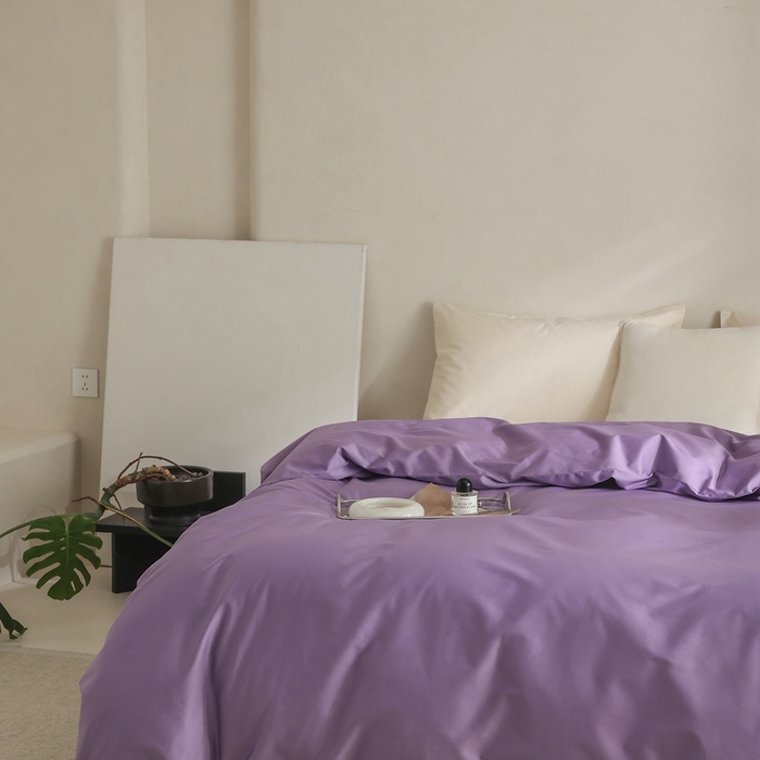 91家纺网 家纺一手货源 找家纺 棉眠 2025新款长绒棉纯色单品系列-单被套 深紫