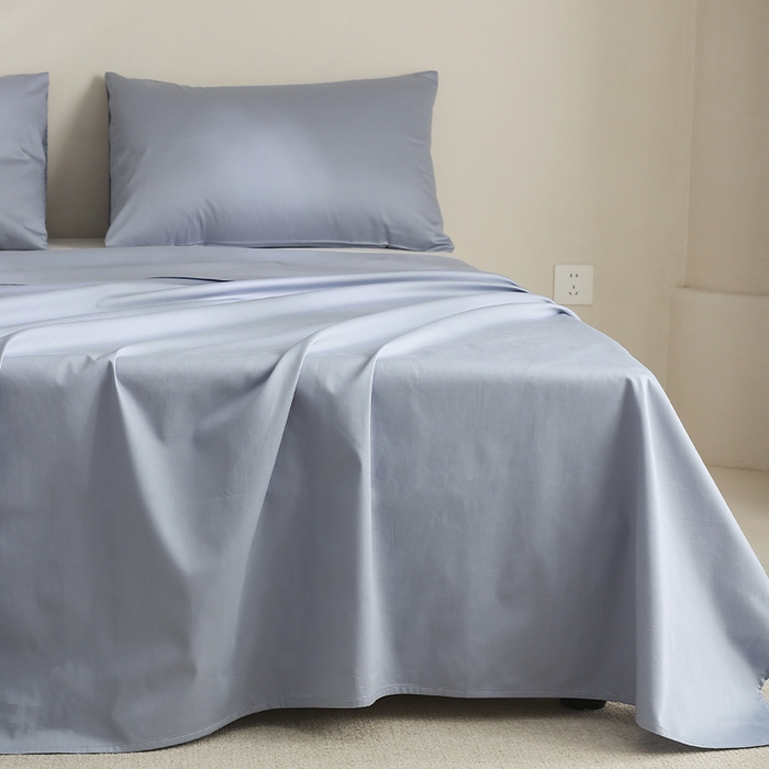 91家纺网 家纺一手货源 找家纺 棉眠 2025新款长绒棉纯色单品系列-单床单 灰蓝