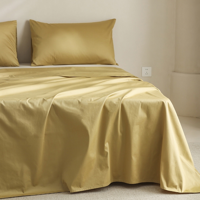 91家纺网 家纺一手货源 找家纺 棉眠 2025新款长绒棉纯色单品系列-单床单 芥末黄