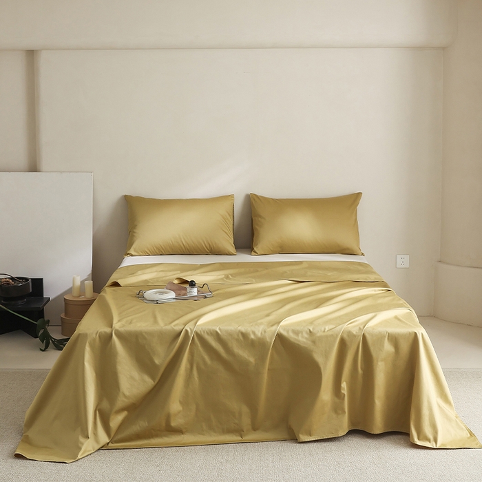 棉眠 2025新款长绒棉纯色单品系列-单床单 芥末黄