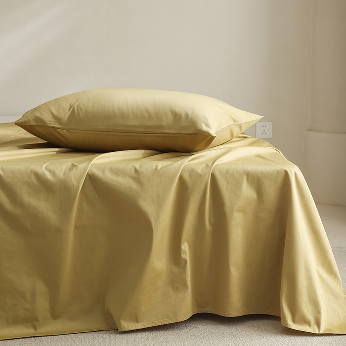 91家纺网 家纺一手货源 找家纺 棉眠 2025新款长绒棉纯色单品系列-单床单 芥末黄