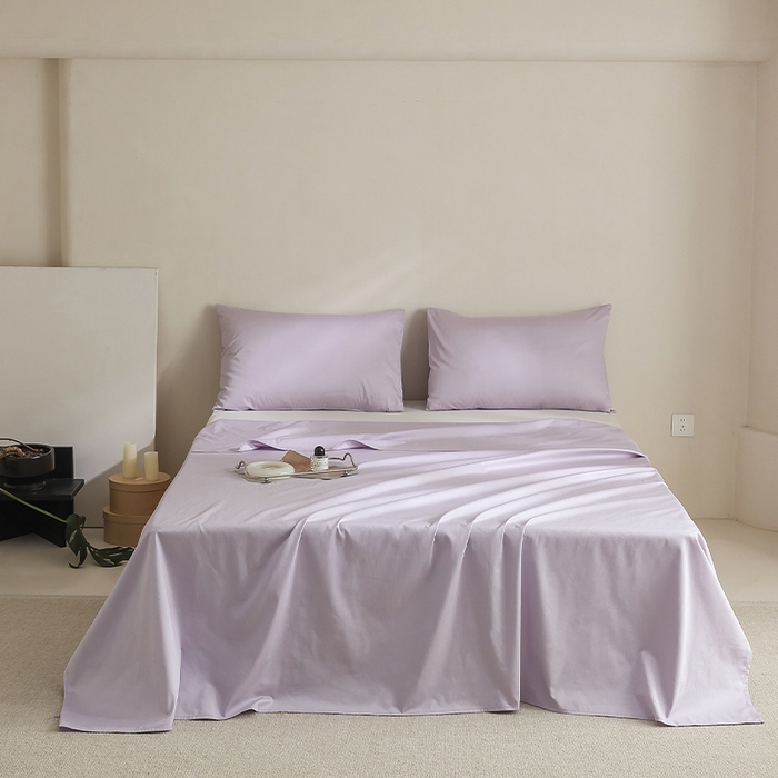 棉眠 2025新款长绒棉纯色单品系列-单床单 浅紫