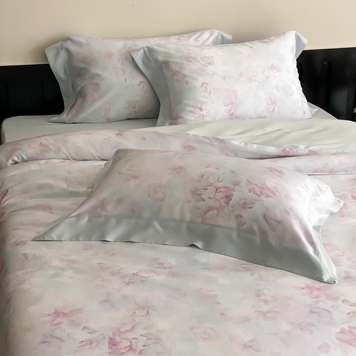 91家纺网 家纺一手货源 找家纺 云栖家居 2025天丝棉数码印花四件套 初见-蓝