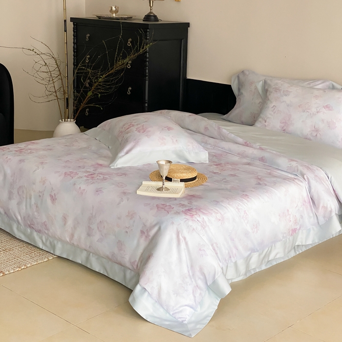 91家纺网 家纺一手货源 找家纺 云栖家居 2025天丝棉数码印花四件套 初见-蓝