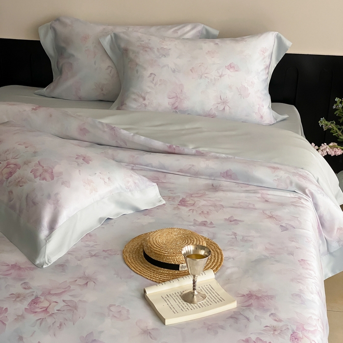 91家纺网 家纺一手货源 找家纺 云栖家居 2025天丝棉数码印花四件套 初见-蓝