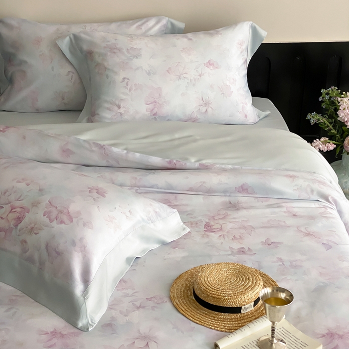 91家纺网 家纺一手货源 找家纺 云栖家居 2025天丝棉数码印花四件套 初见-蓝