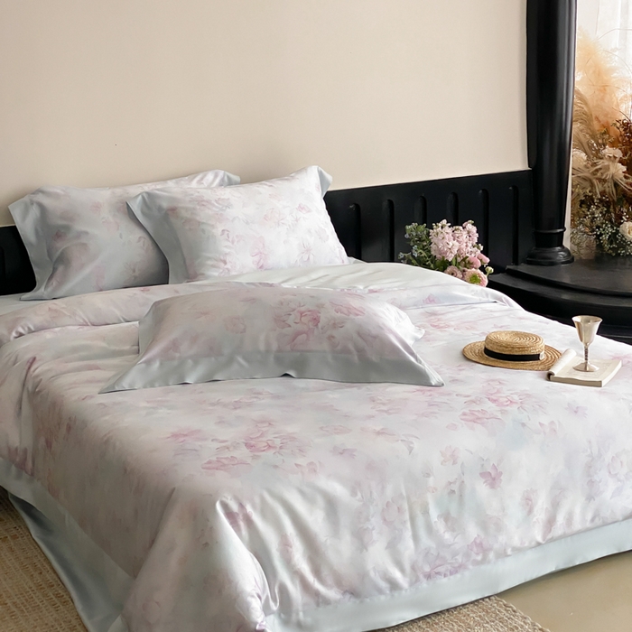 91家纺网 家纺一手货源 找家纺 云栖家居 2025天丝棉数码印花四件套 初见-蓝