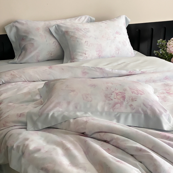 91家纺网 家纺一手货源 找家纺 云栖家居 2025天丝棉数码印花四件套 初见-蓝