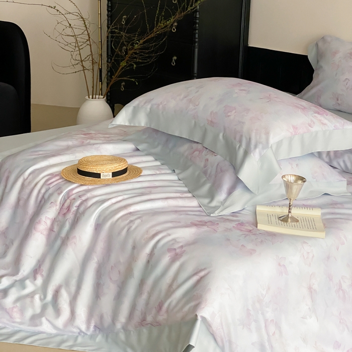 91家纺网 家纺一手货源 找家纺 云栖家居 2025天丝棉数码印花四件套 初见-蓝