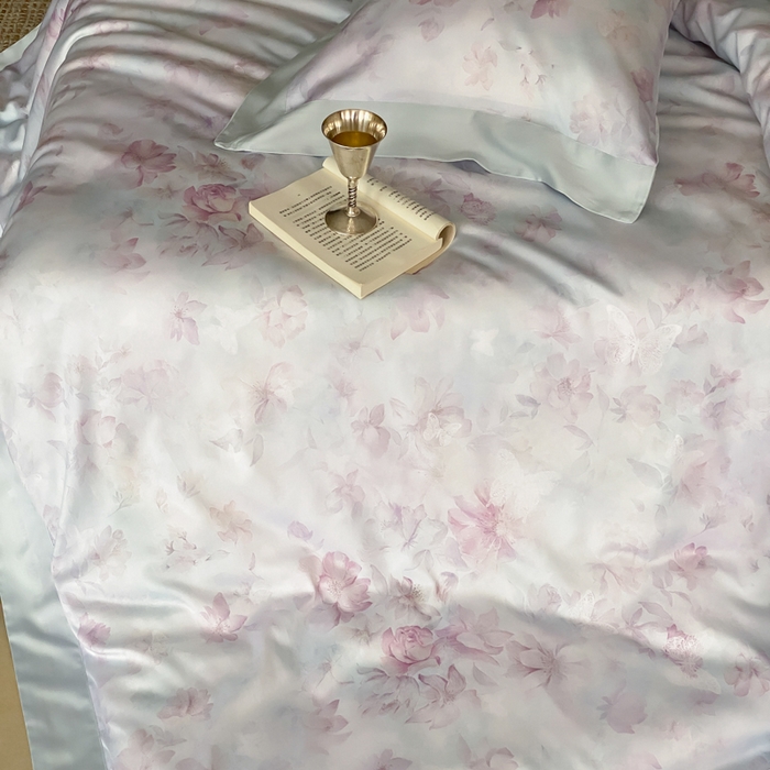 91家纺网 家纺一手货源 找家纺 云栖家居 2025天丝棉数码印花四件套 初见-蓝