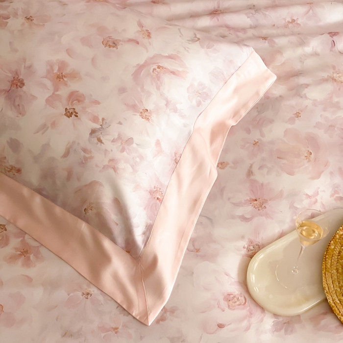 91家纺网 家纺一手货源 找家纺 云栖家居 2025天丝棉数码印花四件套 花间拾光-粉