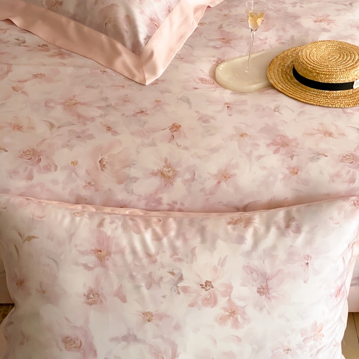 91家纺网 家纺一手货源 找家纺 云栖家居 2025天丝棉数码印花四件套 花间拾光-粉